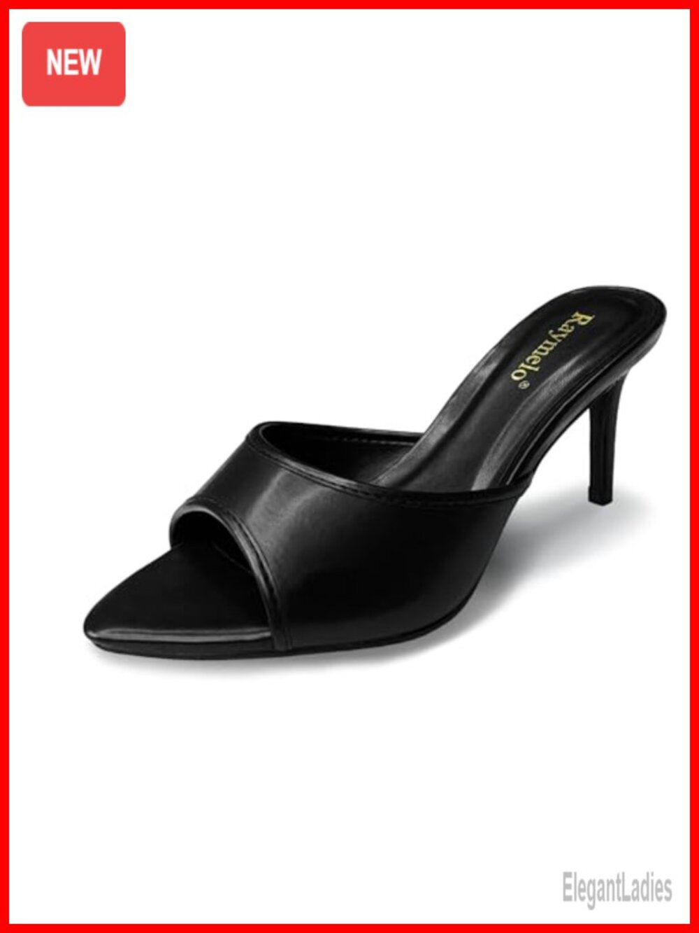 Faux Leather Slip-On Mule Heeled Sandals 3-Inch Open Toe Dressy